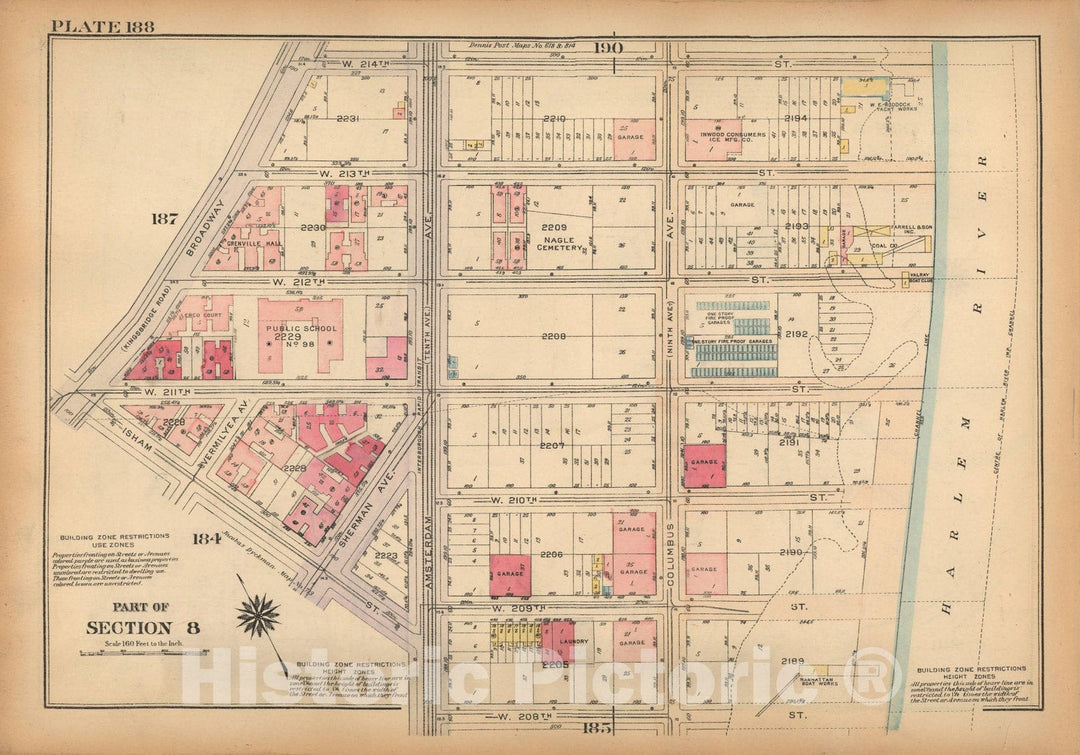 Historic Map : Land Book of the Borough of Manhattan, City of NY, Manhattan 1925 Plate 188 , Vintage Wall Art