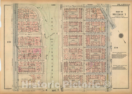 Historic Map : Land Book of the Borough of Manhattan, City of NY, Manhattan 1925 Plate 133 , Vintage Wall Art