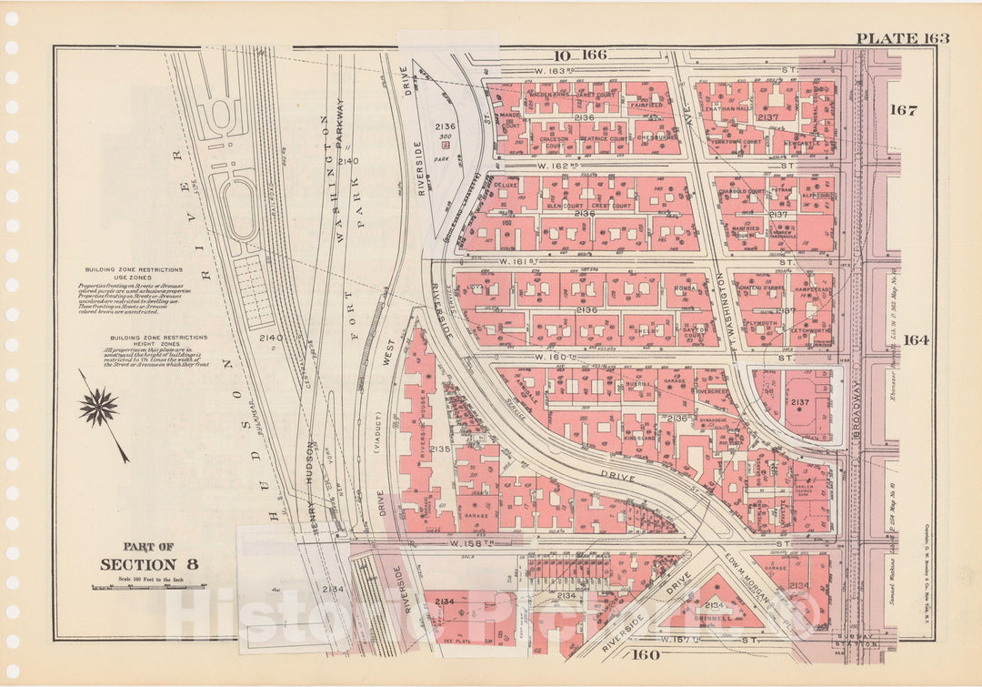 Historic Map : Manhattan Land Book 1955 - Updated Through Nov 7th, New York City 1975 Plate 163 , Vintage Wall Art