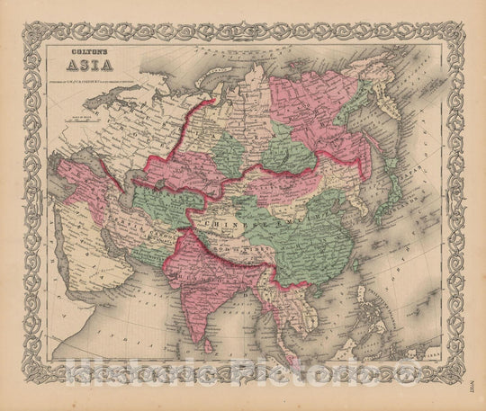 Historic Map : Asia 1856 , Colton's Atlas World , Vintage Wall Art