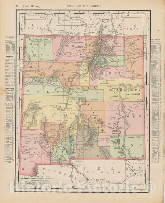 Historic Map : New Mexico 1900 , Universal Atlas World , Vintage Wall Art