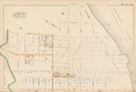 Historic Map : Atlas City of Philadelphia Volume 9 25th and 33rd Wards, Philadelphia 1891 Plate 028 , Vintage Wall Art