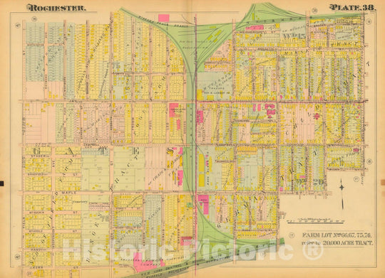 Historic Map : Atlas City of Rochester New York, Rochester 1910 Plate 038 , Vintage Wall Art