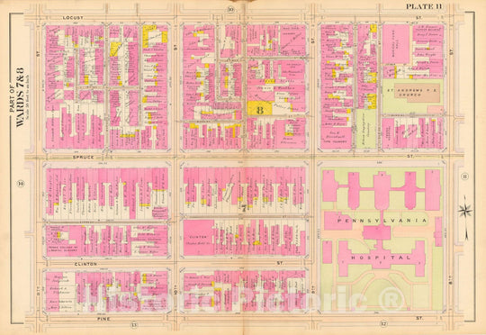 Historic Map : Philadelphia 1908 Plate 011 , Vintage Wall Art