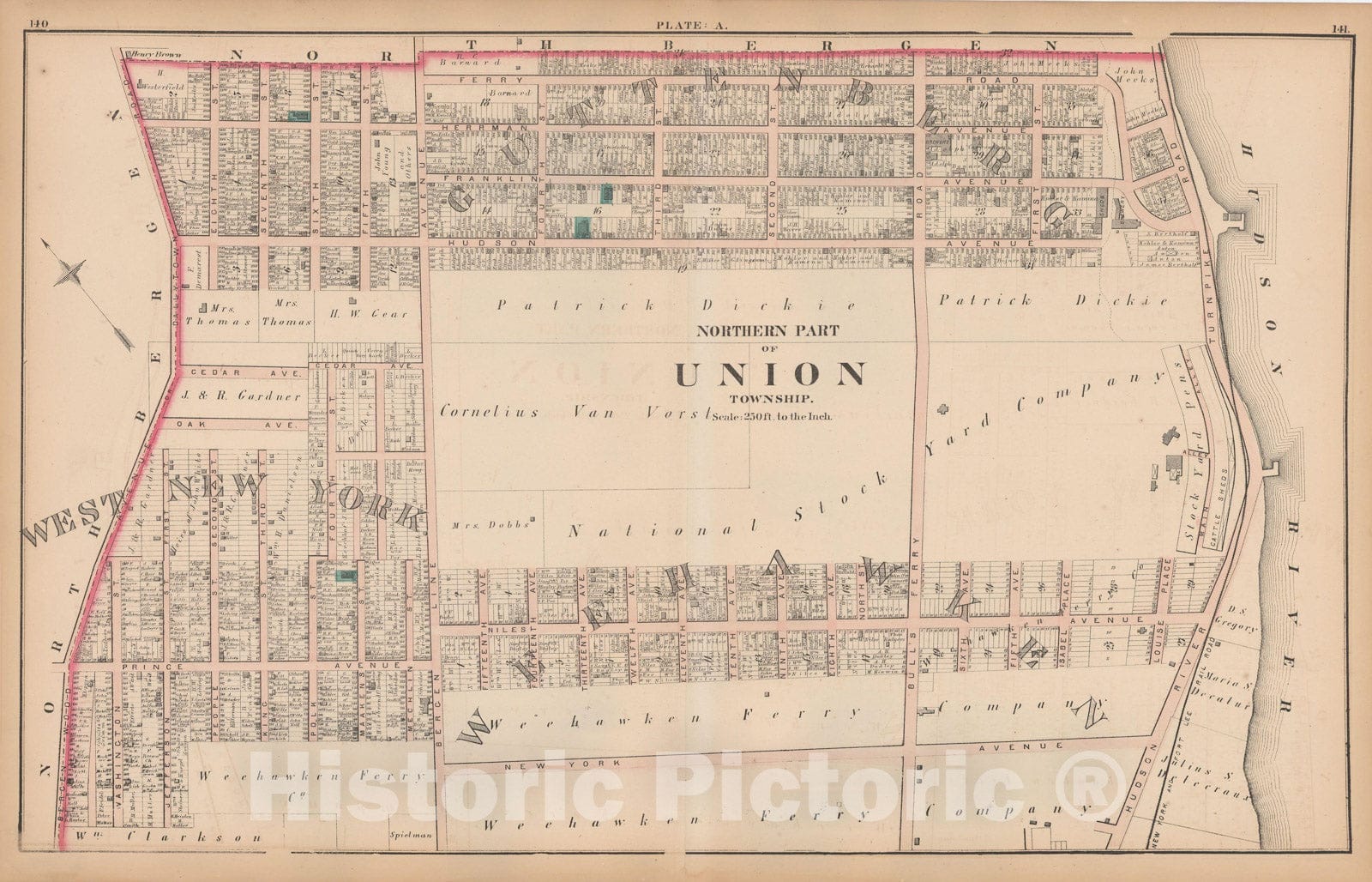 Historic Map : Combined Atlas State of New Jersey & The County of Hudson, Union 1873 Plate A , Vintage Wall Art