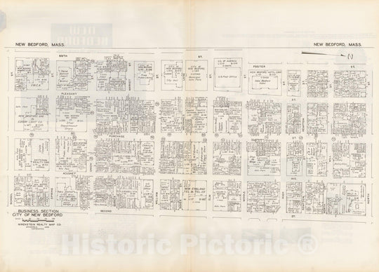 Historic Map : New England States Ed., New Bedford 1946 , Nirenstein's National Preferred Real Estate Locations of Business Properties , Vintage Wall Art