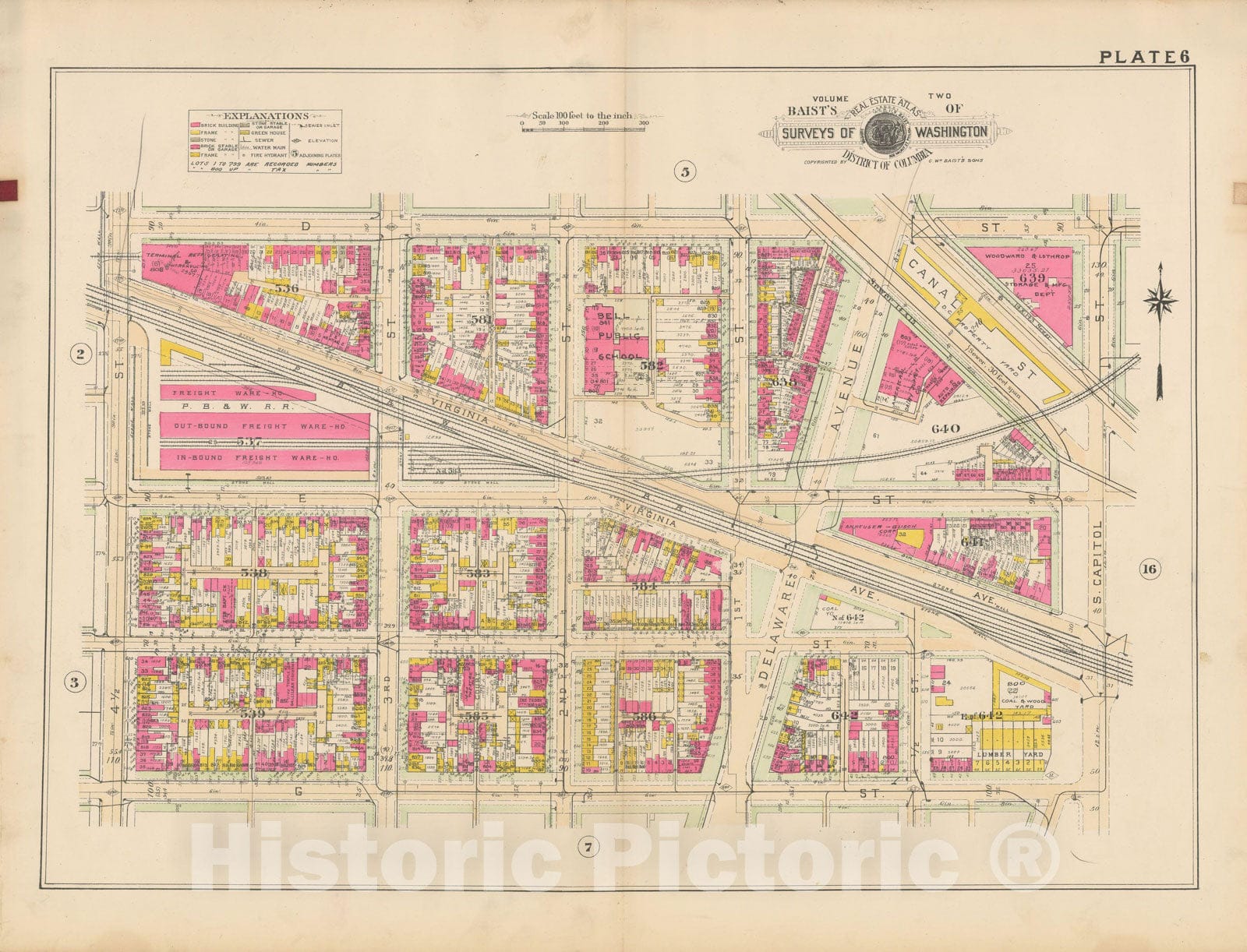 Historic Map : Atlas of Washington D.C. Volume 2 (NE, SE, SW), Washington 1928 Plate 006 , Vintage Wall Art