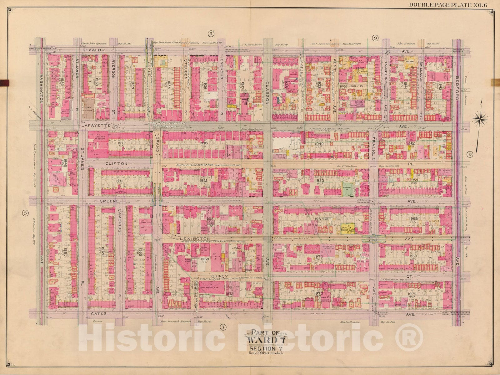 Historic Map : Brooklyn 1904 Plate 006 , Atlas Borough of Brooklyn , Vintage Wall Art