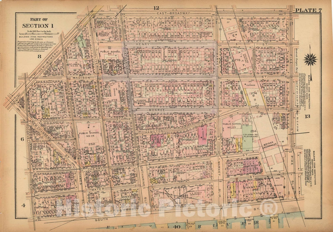 Historic Map : Land Book of the Borough of Manhattan, City of NY, Manhattan 1925 Plate 007 , Vintage Wall Art