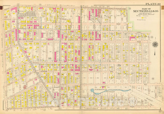 Historic Map : Vol. 2, Brooklyn 1907 Plate 020 , Atlas Borough of Brooklyn , Vintage Wall Art