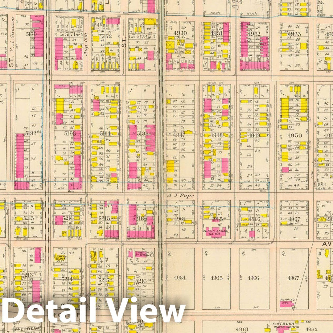 Historic Map : Vol. 2, Brooklyn 1907 Plate 020 , Atlas Borough of Brooklyn , Vintage Wall Art