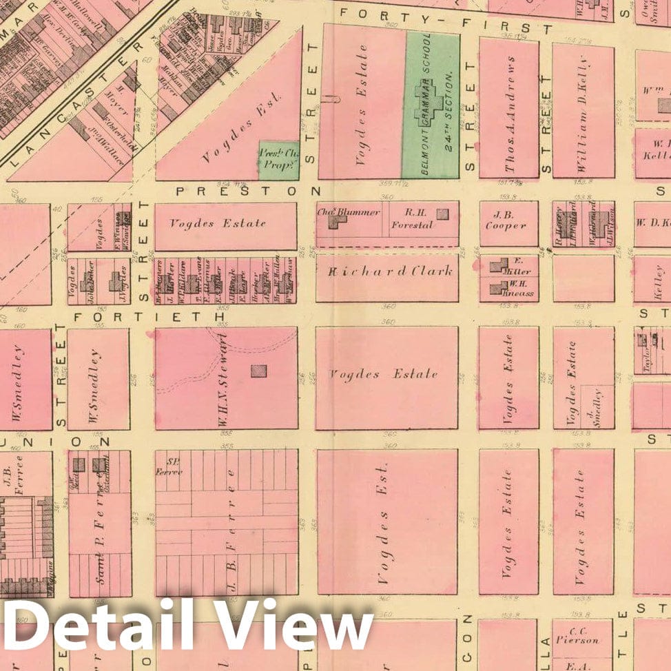 Historic Map : Atlas of West Philadelphia including the 24th & 27th Wards of the City of Philadelphia, West Philadelphia 1872 Plate F , Vintage Wall Art