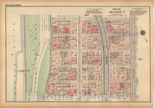 Historic Map : Land Book of the Borough of Manhattan, City of NY, Manhattan 1925 Plate 100 , Vintage Wall Art