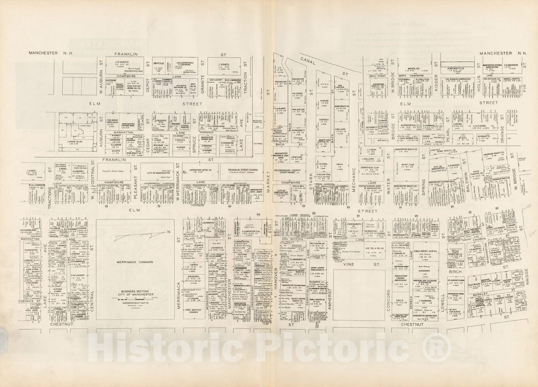 Historic Map : New England States Ed., Manchester 1946 , Nirenstein's National Preferred Real Estate Locations of Business Properties , Vintage Wall Art