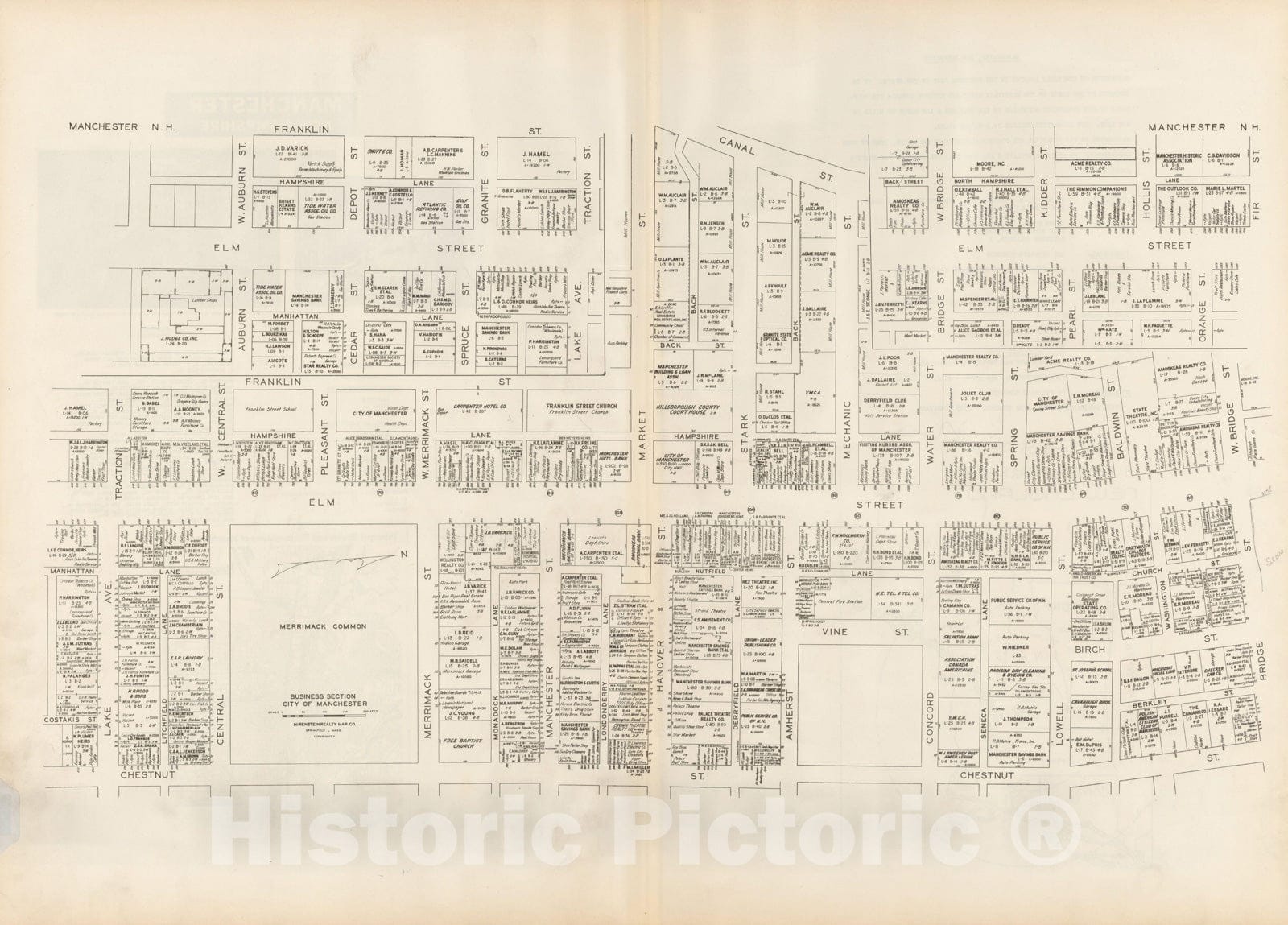 Historic Map : New England States Ed., Manchester 1946 , Nirenstein's National Preferred Real Estate Locations of Business Properties , Vintage Wall Art