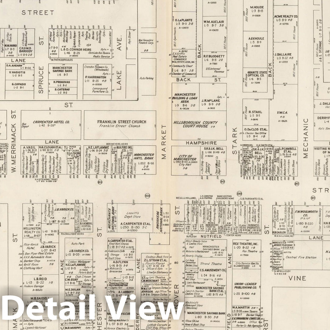 Historic Map : New England States Ed., Manchester 1946 , Nirenstein's National Preferred Real Estate Locations of Business Properties , Vintage Wall Art