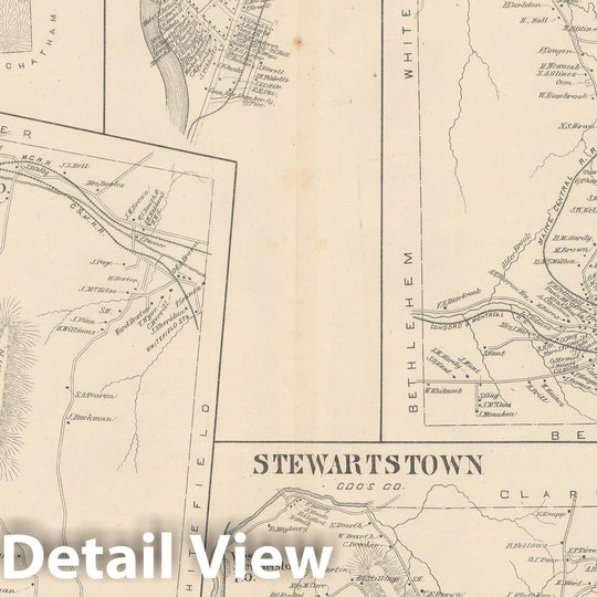 Historic Map : Atlas State of New Hampshire, Carroll & Dalton & Sargents Purchase & Stewartstown & White Mountain Region 1892 , Vintage Wall Art