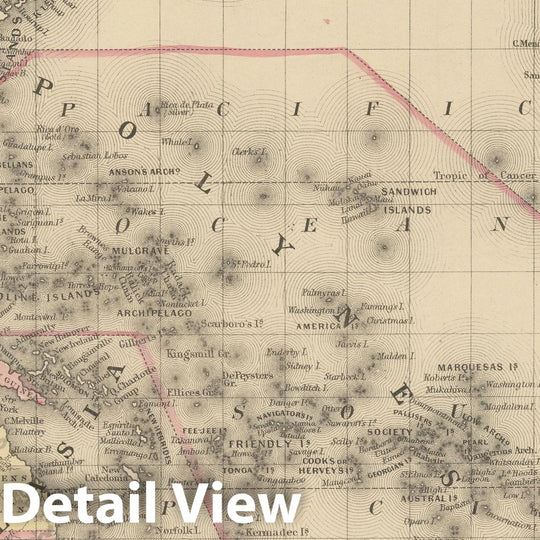 Historic Map : Oceania 1882 , Mitchell's New General Atlas , Vintage Wall Art