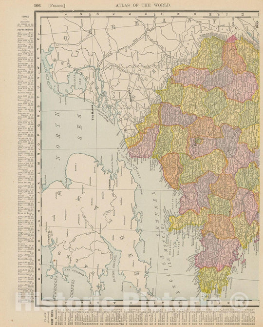 Historic Map : France 1900 , Universal Atlas World , Vintage Wall Art