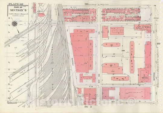 Historic Map : Manhattan Land Book 1955 - Updated Through Nov 7th, New York City 1975 Plate 088 , Vintage Wall Art