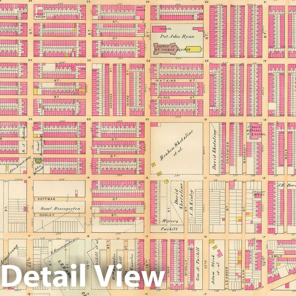 Historic Map : Baist's Property Atlas of Philadelphia, Philadelphia 1895 Plate 007 , Vintage Wall Art