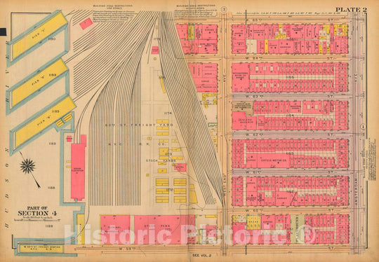 Historic Map : Atlas City of New York, Borough of Manhattan, Volume 3, 59th St to 110th St, Manhattan 1921 Plate 002 , Vintage Wall Art