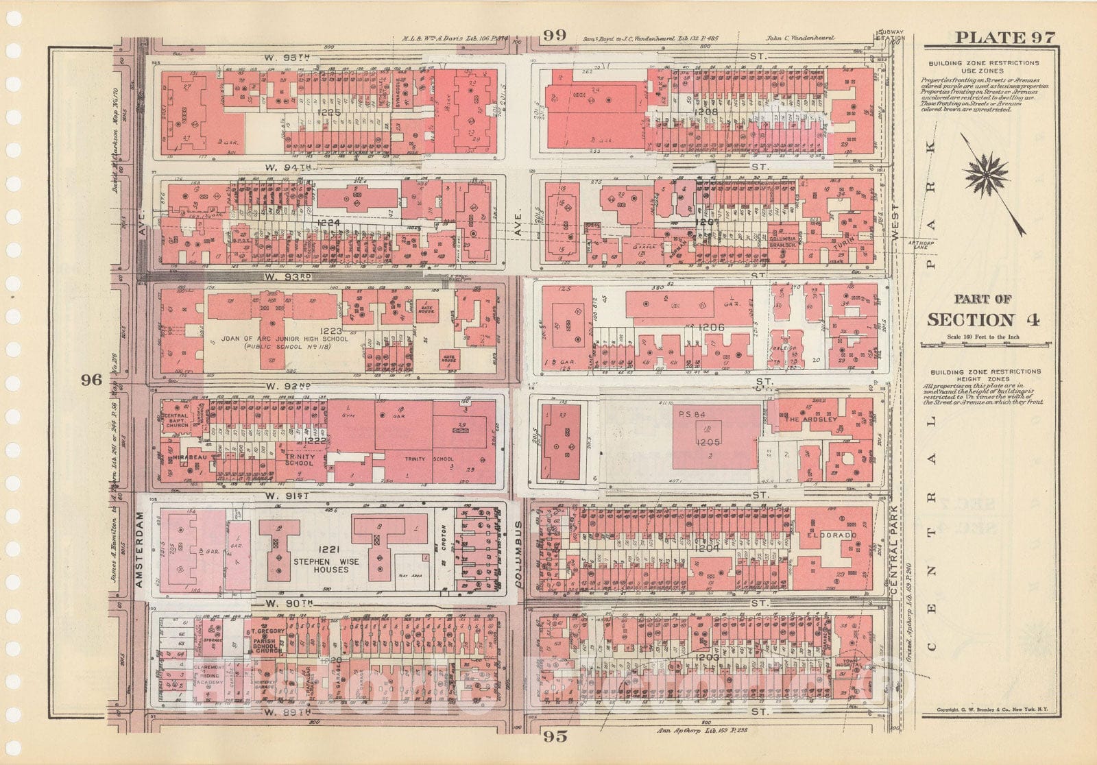 Historic Map : Manhattan Land Book 1955 - Updated Through Nov 7th, New York City 1975 Plate 097 , Vintage Wall Art