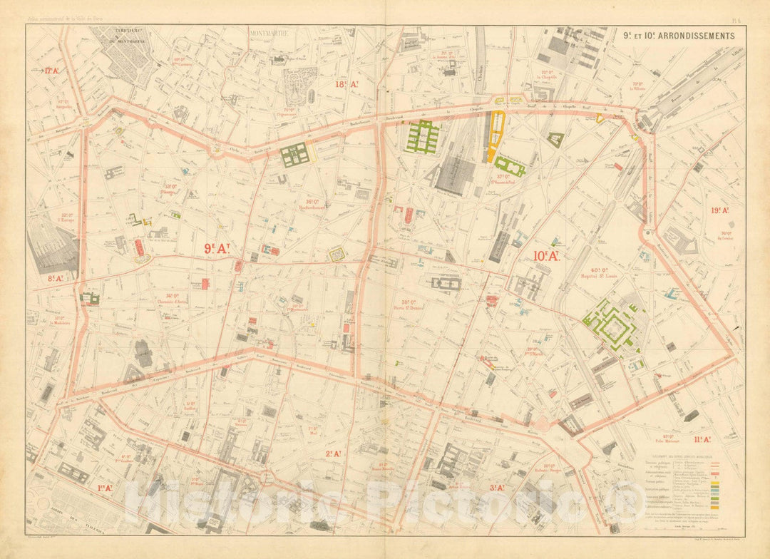 Historic Map : Atlas Administratif de la Ville de Paris, Paris 1821 Plate 005 , Vintage Wall Art