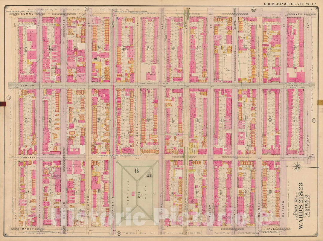 Historic Map : Brooklyn 1904 Plate 012 , Atlas Borough of Brooklyn , Vintage Wall Art