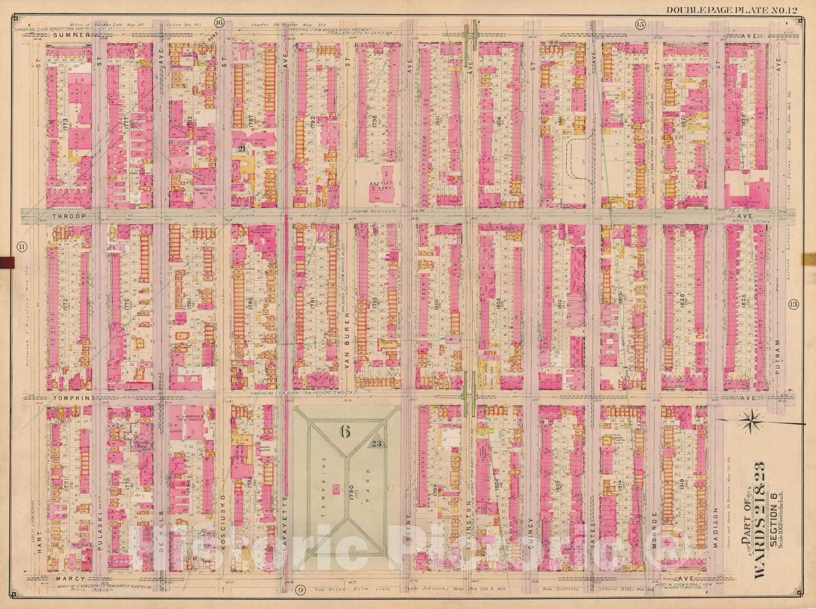 Historic Map : Brooklyn 1904 Plate 012 , Atlas Borough of Brooklyn , Vintage Wall Art