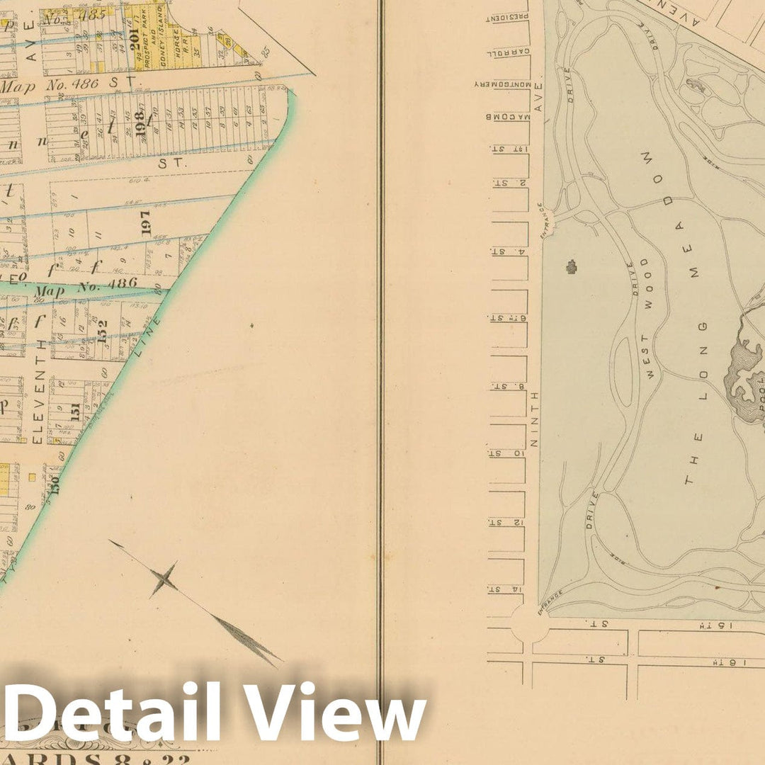 Historic Map : Robinson's Atlas City of Brooklyn, NY, Brooklyn 1886 Plate 036 , Vintage Wall Art