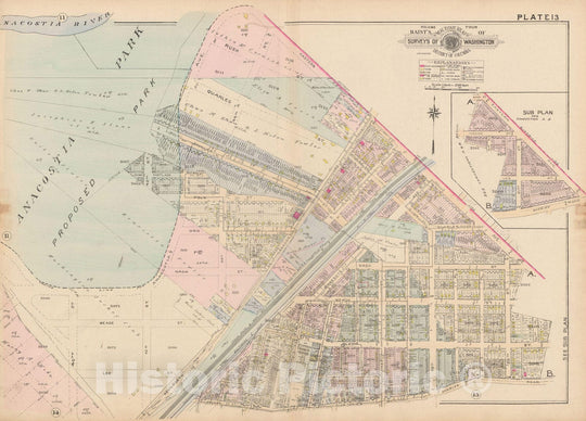 Historic Map : Atlas of Washington D.C. Volume 4 (NE, SE), Washington 1927 Plate 013 , Vintage Wall Art