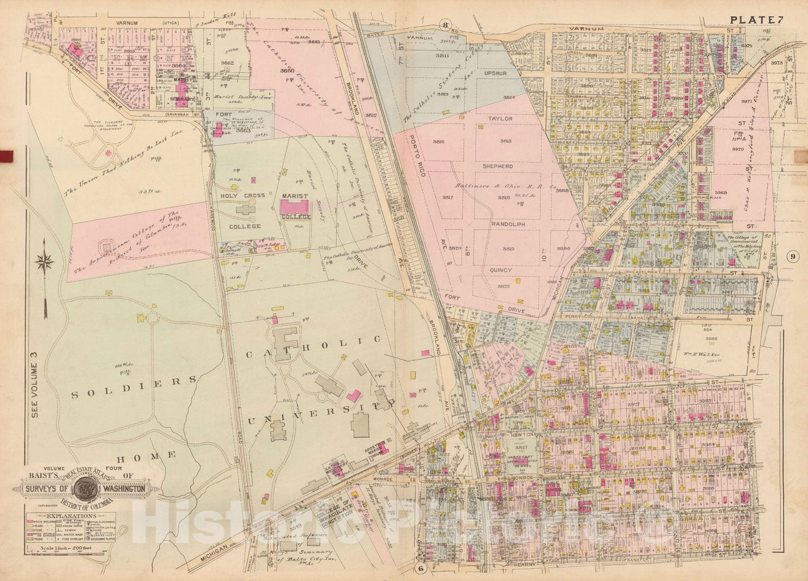 Historic Map : Atlas of Washington D.C. Volume 4 (NE, SE), Washington 1927 Plate 007 , Vintage Wall Art