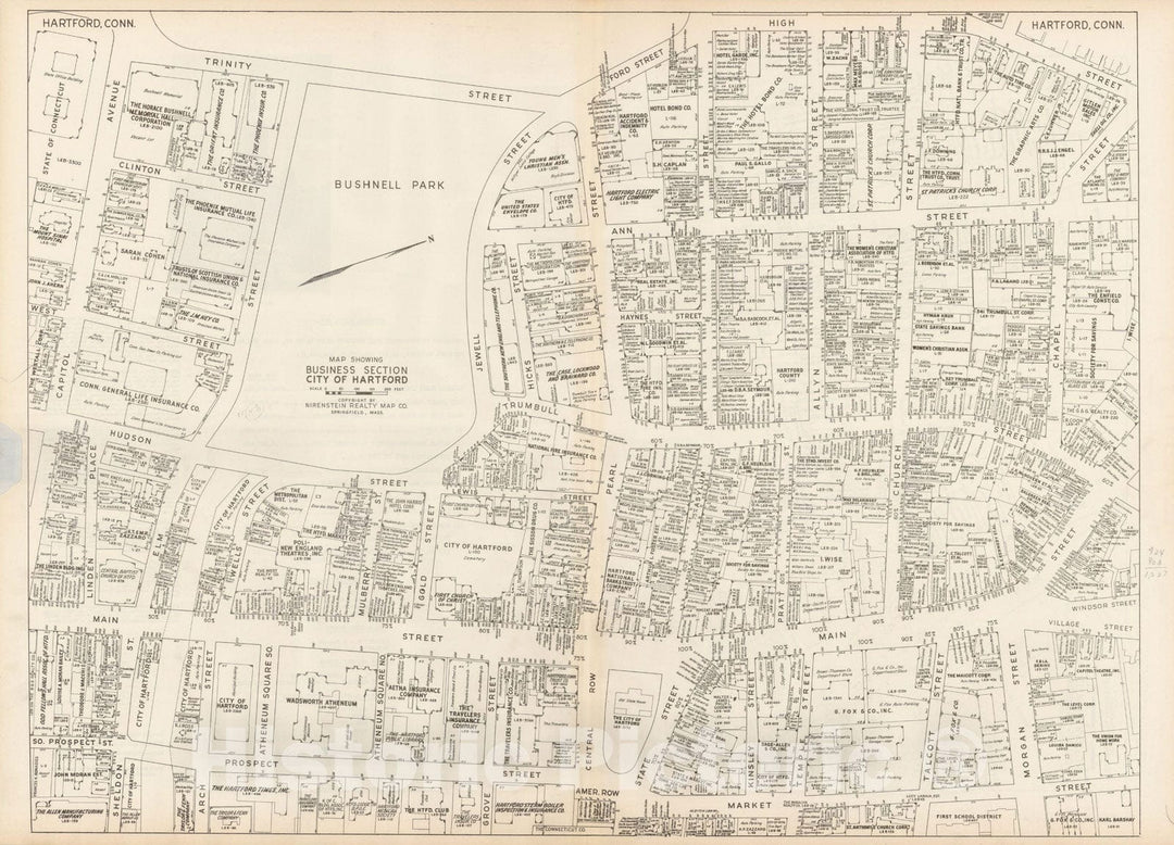 Historic Map : New England States Ed., Hartford 1946 , Nirenstein's National Preferred Real Estate Locations of Business Properties , Vintage Wall Art