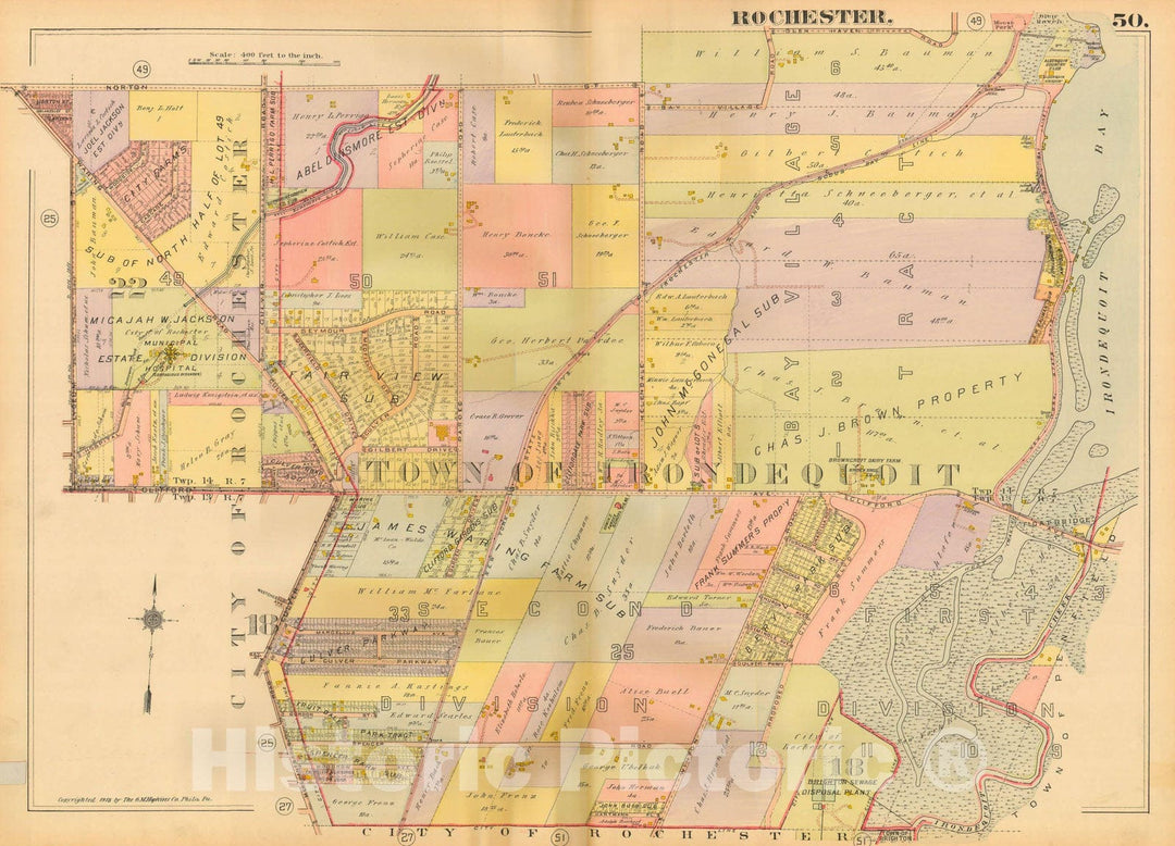 Historic Map : Plat Book of the City of Rochester New York and Vicinity, 1918 Plate 050 , Vintage Wall Art