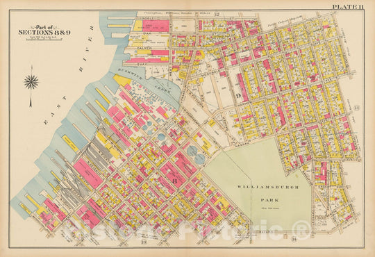 Historic Map : Vol. 1, Brooklyn 1908 Plate 011 , Atlas Borough of Brooklyn , Vintage Wall Art