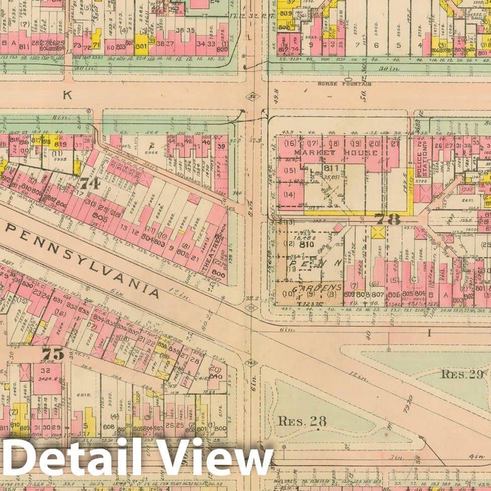 Historic Map : Atlas of Washington D.C. Volume 1 (NW), Washington 1909 Plate 008 , Vintage Wall Art