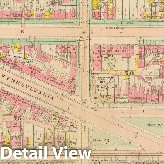 Historic Map : Atlas of Washington D.C. Volume 1 (NW), Washington 1909 Plate 008 , Vintage Wall Art