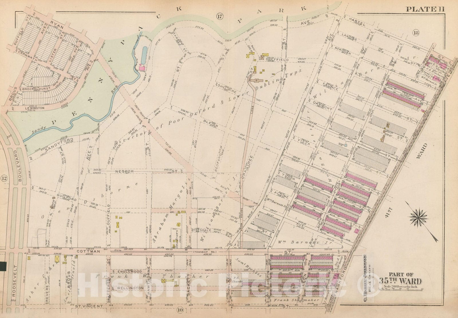 Historic Map : Atlas City of Philadelphia 35th Ward, Philadelphia 1927 Plate 011 , Vintage Wall Art