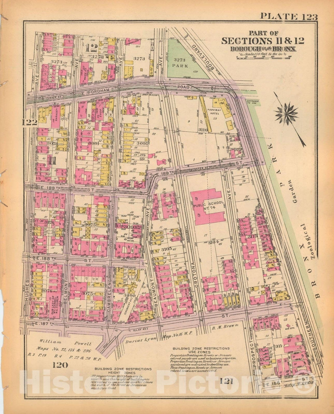 Historic Map : Borough of The Bronx, Sections 9-13, The Bronx 1928 Plate 123 , Vintage Wall Art