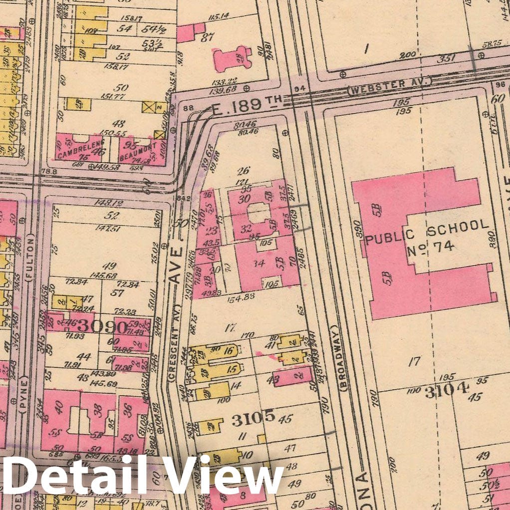 Historic Map : Borough of The Bronx, Sections 9-13, The Bronx 1928 Plate 123 , Vintage Wall Art