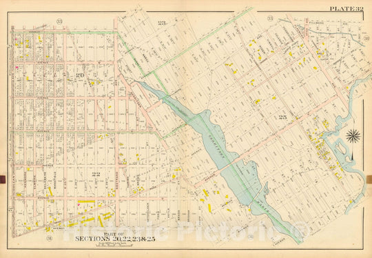 Historic Map : Vol. 2, Brooklyn 1907 Plate 032 , Atlas Borough of Brooklyn , Vintage Wall Art