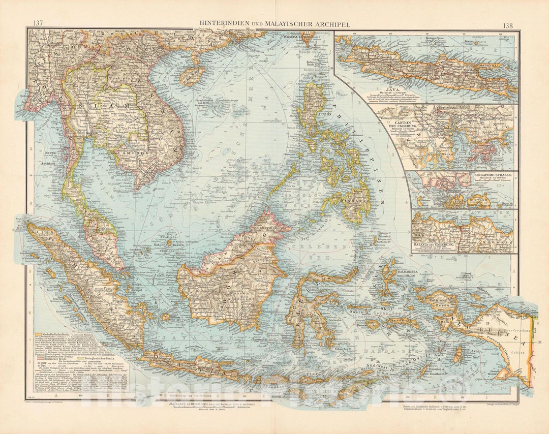 Historic Map : Philippines 1899 , Andrees Allgemeiner Handatlas , Vintage Wall Art