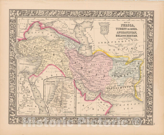 Historic Map : Persia 1864 , New General (World) Atlas , Vintage Wall Art