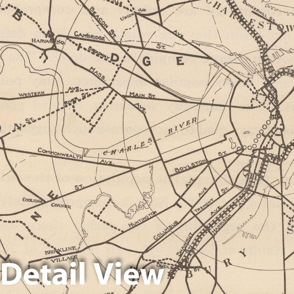 Historic Map : Boston Elevated Railway Co. Informational Maps, Map 2: System 1901; published 1910 Transit Railroad Catography , Vintage Wall Art