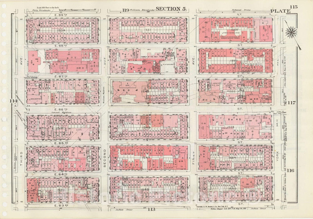 Historic Map : Manhattan Land Book 1955 - Updated Through Nov 7th, New York City 1975 Plate 115 , Vintage Wall Art