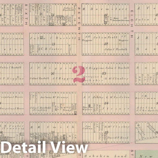 Historic Map : Combined Atlas State of New Jersey & The County of Hudson, Hoboken 1873 Plate C , Vintage Wall Art