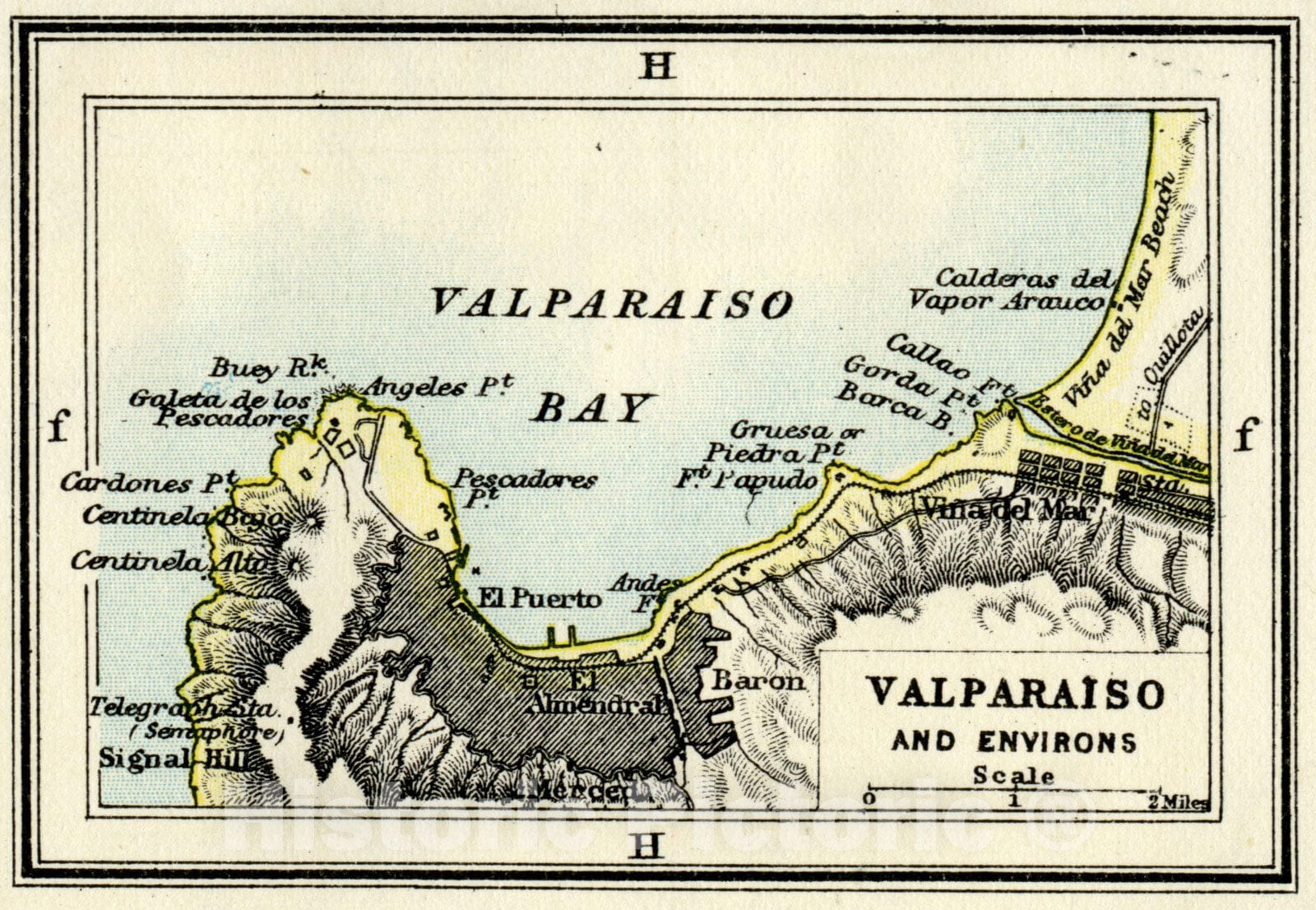 Historic Map : South American Cities, Valparaiso 1914-1918 , Vintage Wall Art