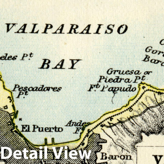 Historic Map : South American Cities, Valparaiso 1914-1918 , Vintage Wall Art