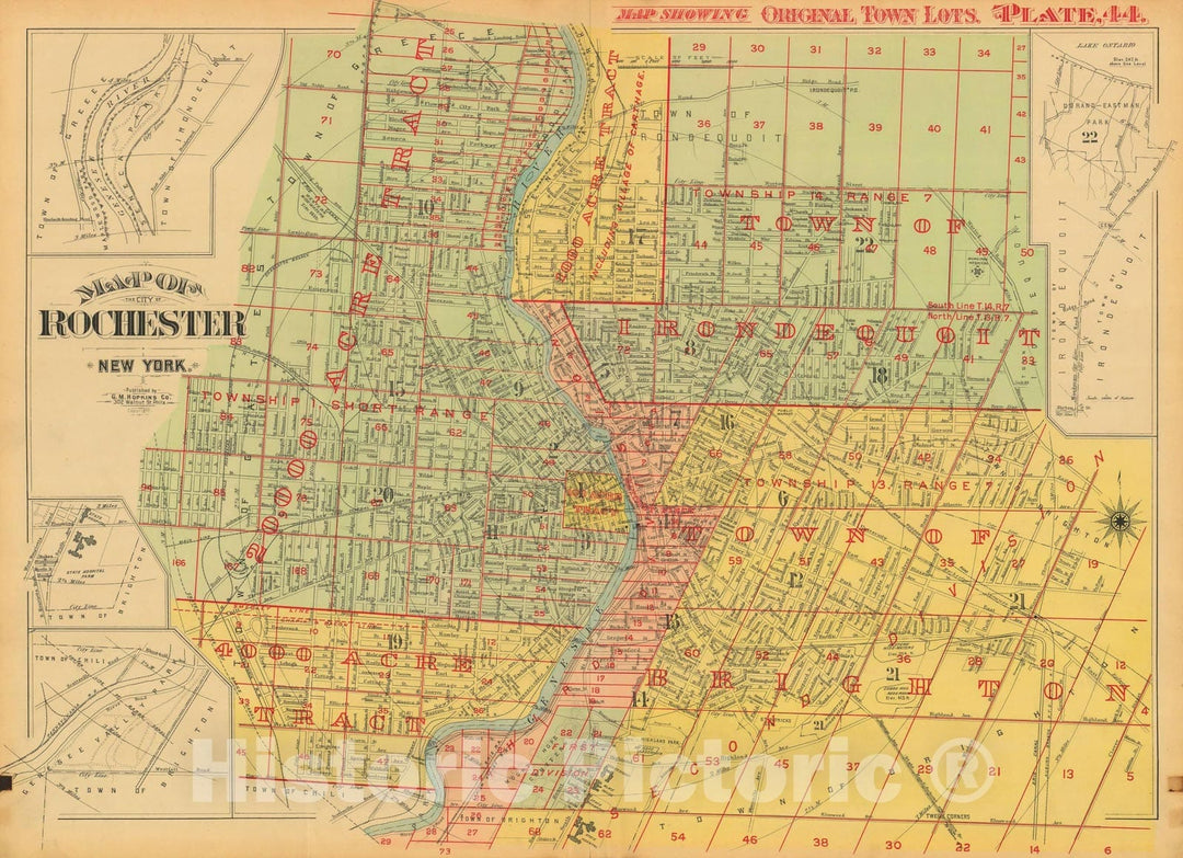 Historic Map : Atlas City of Rochester New York, Rochester 1910 Plate 044 , Vintage Wall Art